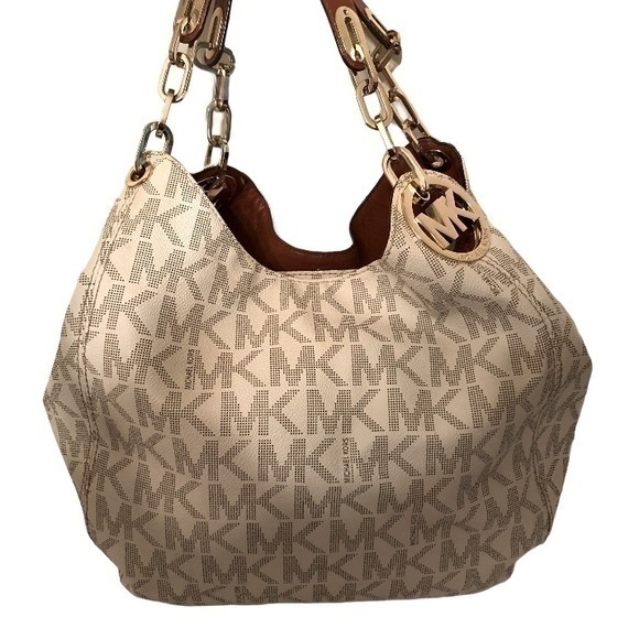 Michael kors white monogram triple compartment bag - Picture 1 of 9